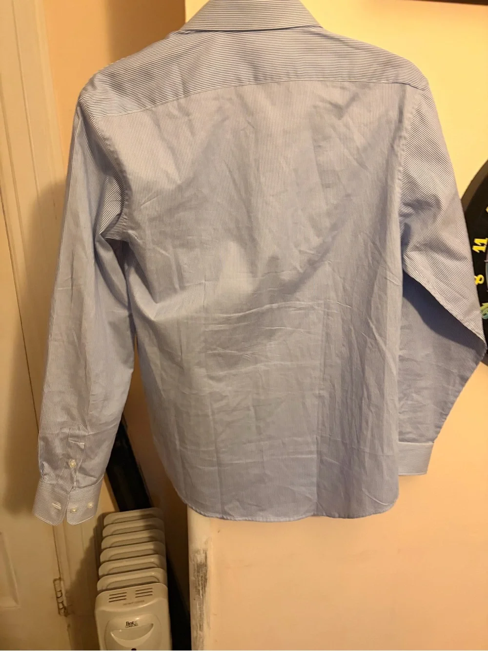 Michael Kors Men's Blue Pinstripe Spread Collar Dress Shirt